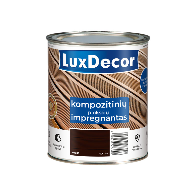 Kompozicinės dangos impregnantas LUXDECOR, 0,7 l, rudos spalvos