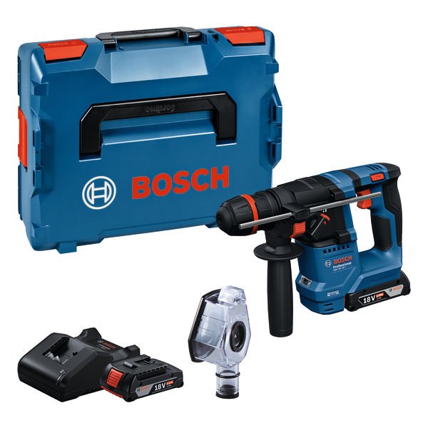 Akumuliatorinis perforatorius BOSCH Professional GBH 18 V-18 X, 18 V, komplekte 2 x 2,0 Ah akumuliatoriai ir kroviklis, lagaminas, 0611927101