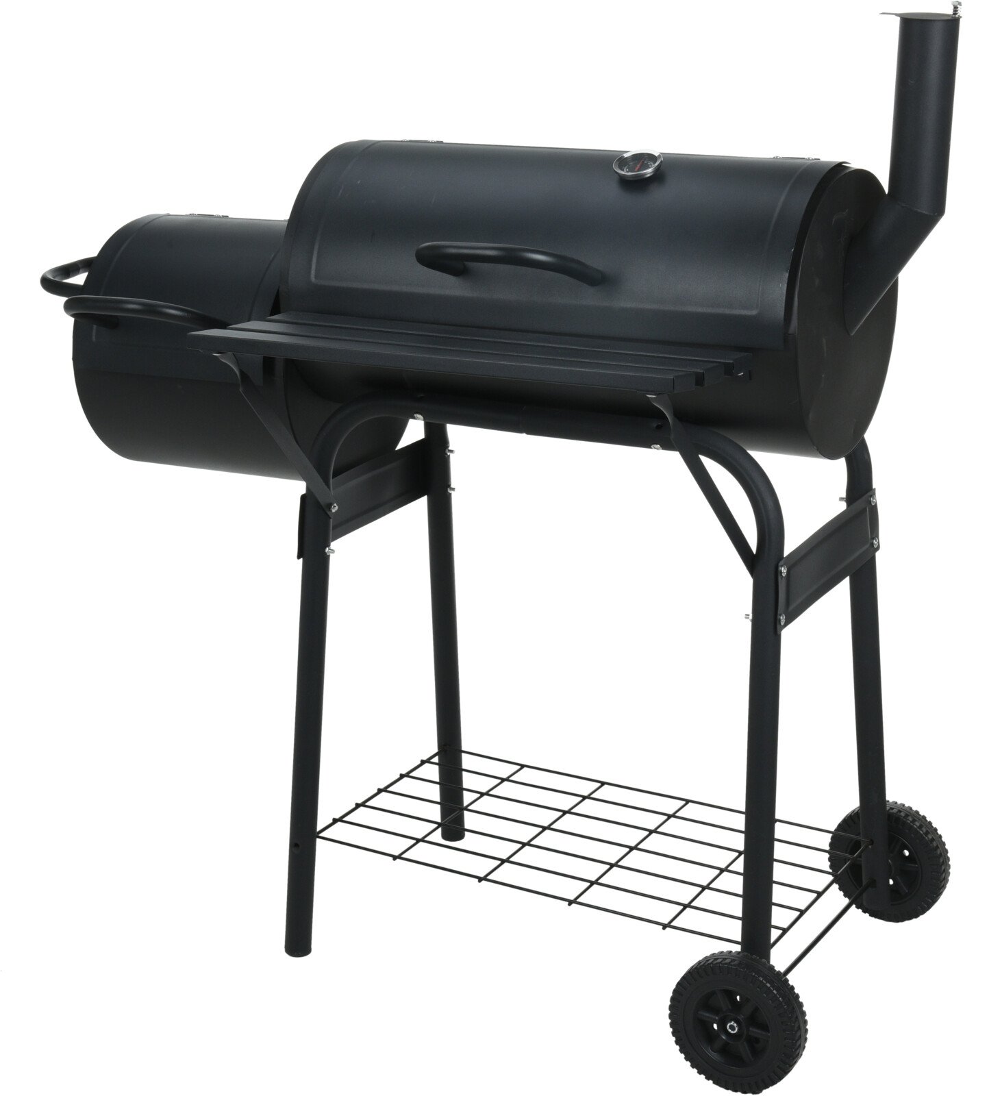 Kepsninė - rūkykla BBQ, 79 x 61cm, su termometru ir rateliais, juoda