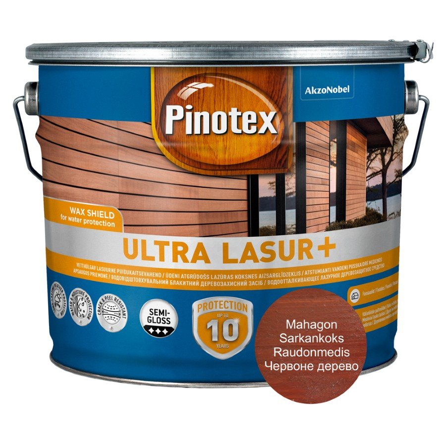 Medienos impregnantas PINOTEX Ultra OP Lasur+ Raudonmedis 10L