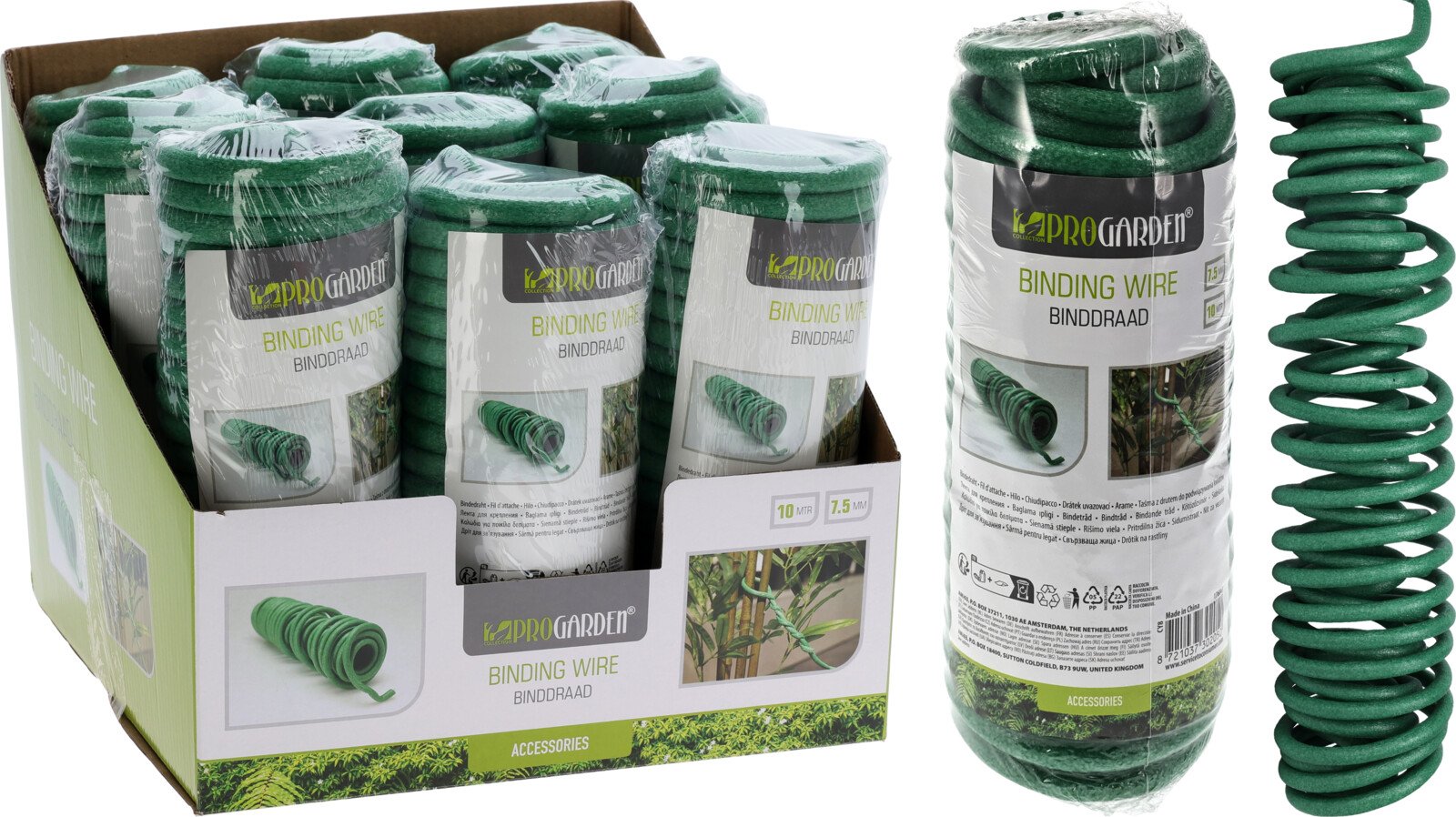 Augalų tvirtinimo viela PROGARDEN, žalios sp., 7,5 mm x 10 m. 