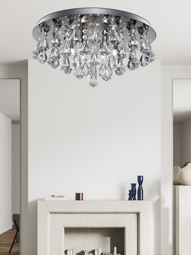 Lubinis šviestuvas SEARCHLIGHT Hanna, 8LT, G9, 9x33W, AXPxG 21x55x55 cm, chromuotas metalas ir skaidrūs kristalai, 3308-8CC
