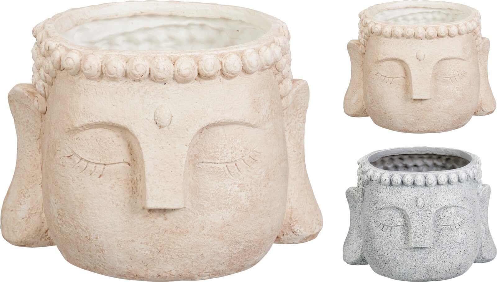 Kambarinis keraminis vazonas Buda, 2 skirtingų sp., 31,8 x 27,5 x 21,5 cm.