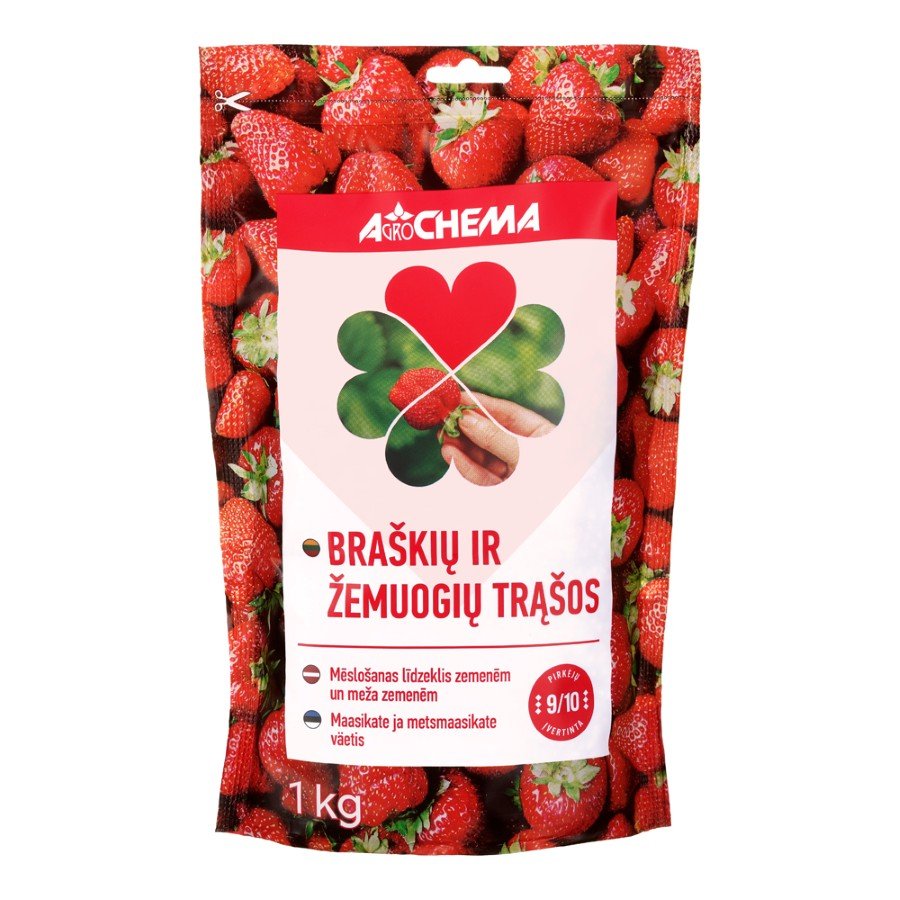 Trąšos braškėms ir žemuogėms AGROCHEMA, 1 kg, NPK 15-8-18
