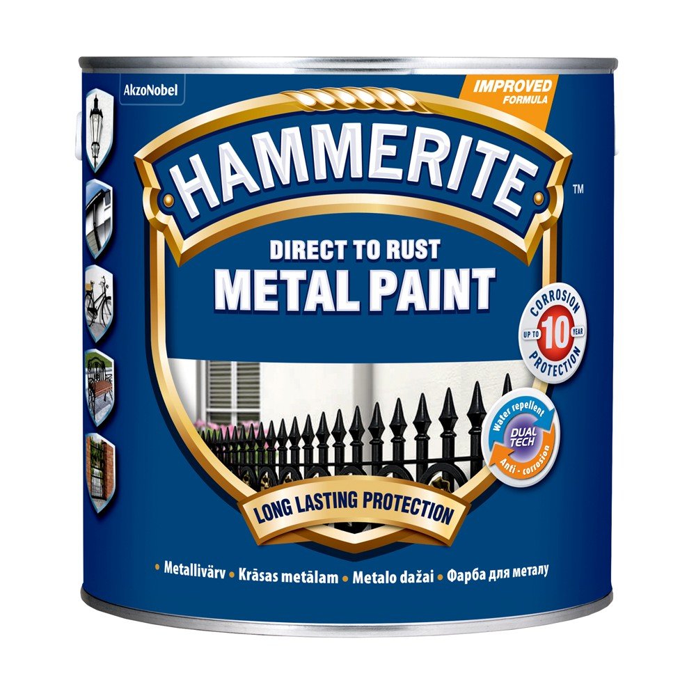 Antikoroziniai dažai HAMMERITE Smooth Finish, 2,5 l, antracito sp., blizgūs