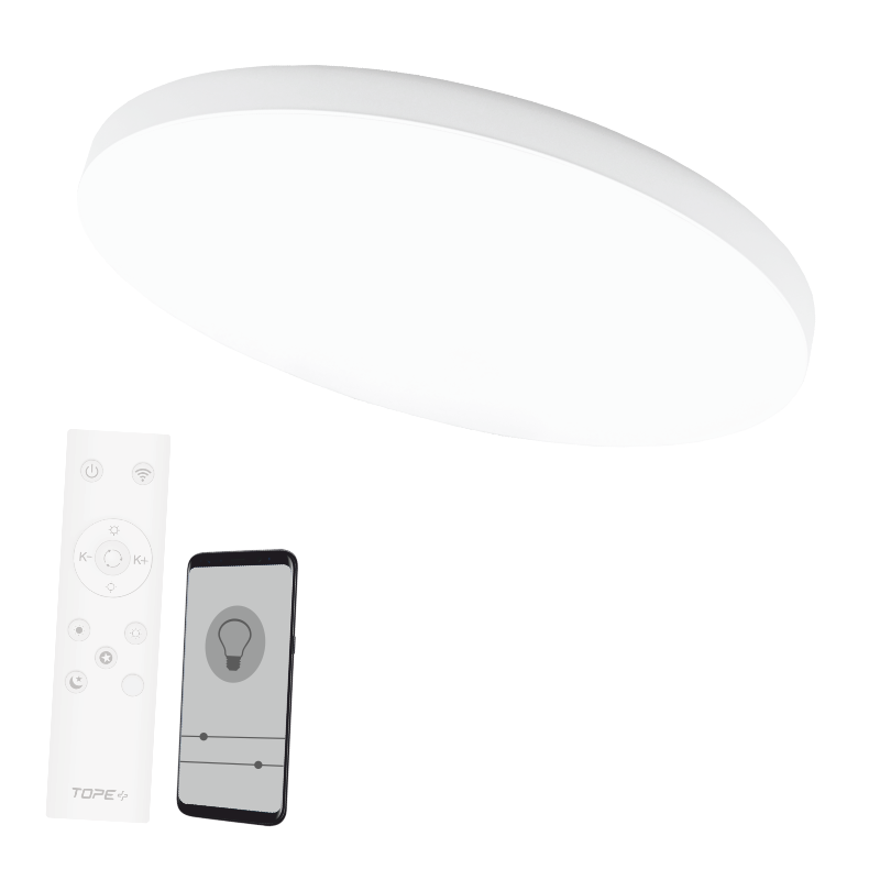 Plafoninis šviestuvas TOPE Boston, LED 2 x 60W, 3000-6500K, 230V, 10771 lm Max, 80 cm skersmuo, baltos spalvos