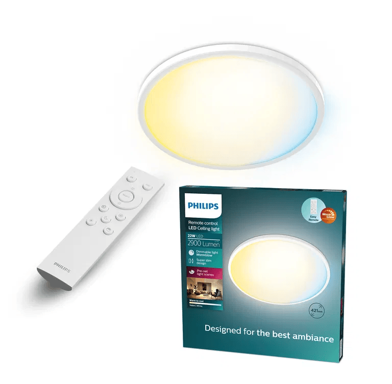 Lubinis LED šviestuvas PHILIPS Valen, 22W, 2900lm, 2200-6500K, IP20, 421x24 mm, valdomas pulteliu, apvalus, baltos sp.