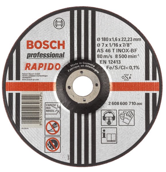 Nerūdijančio plieno pjovimo diskas BOSCH AS 46 T Inox BF, 230 mm, 1,9 mm 230x22,2x1,9 mm,INOX