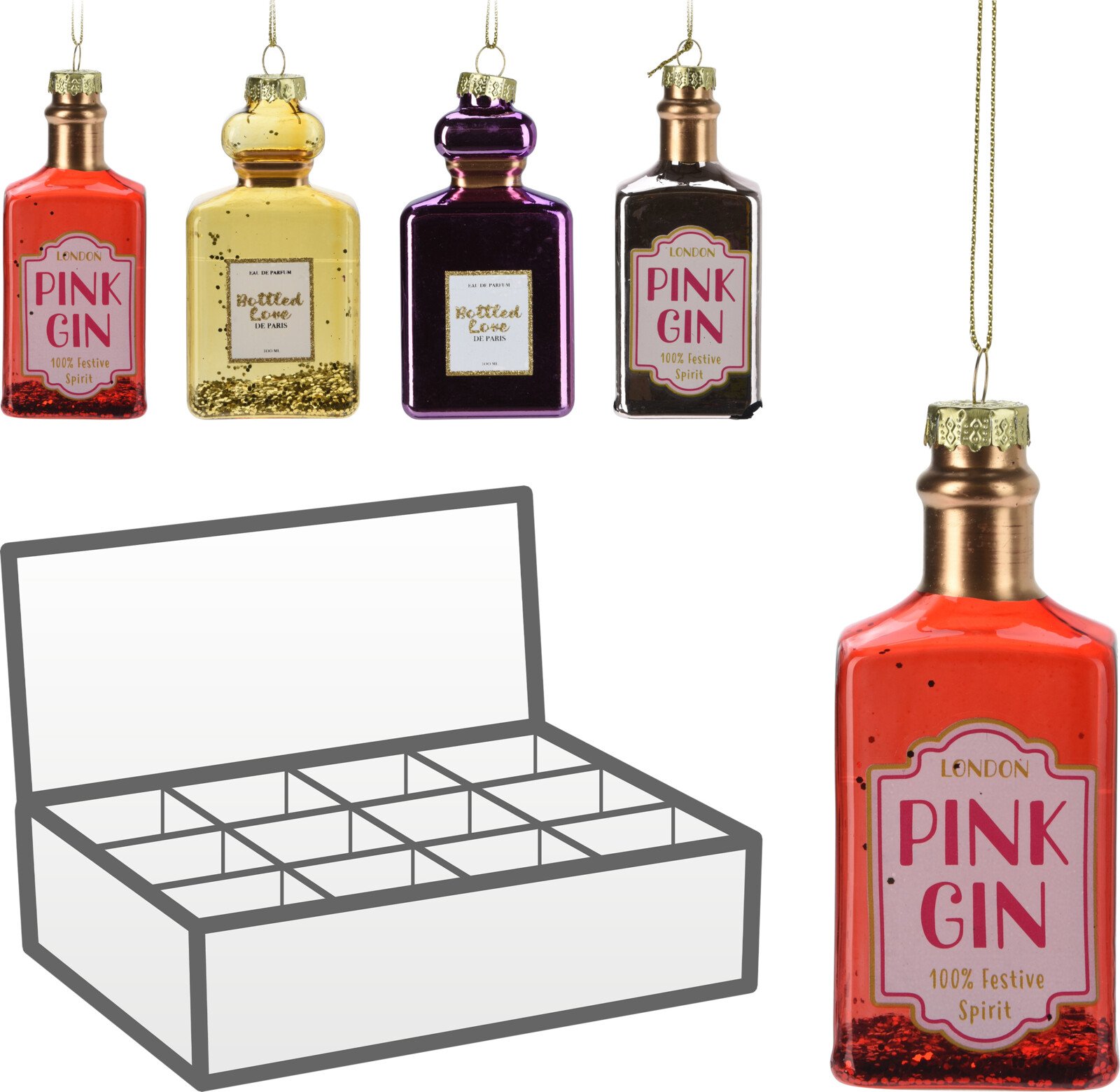 Eglutės žaisliukas Buteliukas, 4 skirtingi dizainai, 45 x 30 x 90 mm