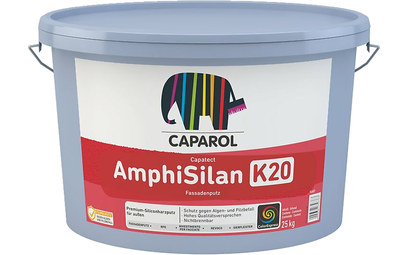 Dekoratyvinis silikoninis tinkas CAPAROL Pl Qne, AmphisilanPutz K20 25Kg, 980784
