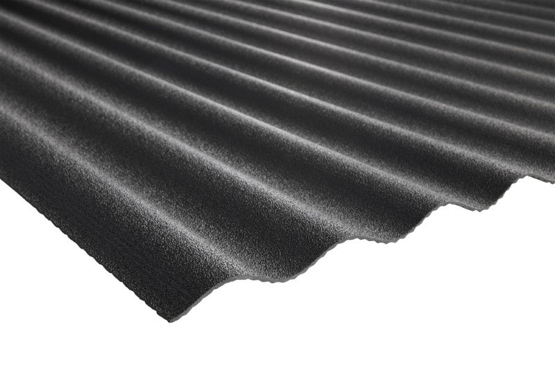 Banguoti lakštai GUTTANIT Plius, matmenys 900 x 2000mm, juoda spalva, su 76/18 sinusine
