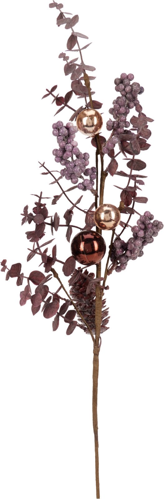 Dekoratyvinė šakelė, su uogomis ir violetiniais lapais, 15 x 10 x 65 cm