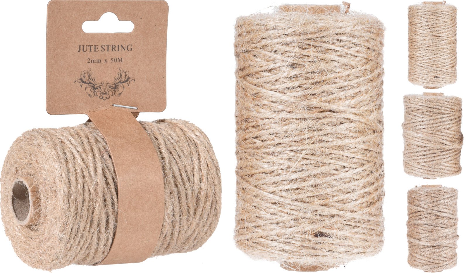 Virvutė, džiutinė, rudos sp., 1 mm x 100 m, 2 mm x 50 m arba 3 mm x 25 m