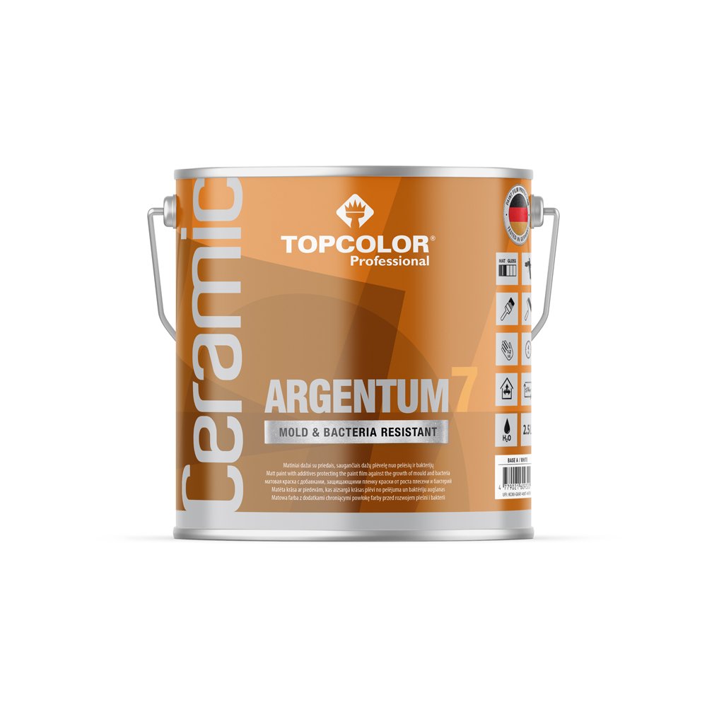 Vandeniniai vidaus dažai TOPCOLOR Ceramic Argentum 7, 2,5 l