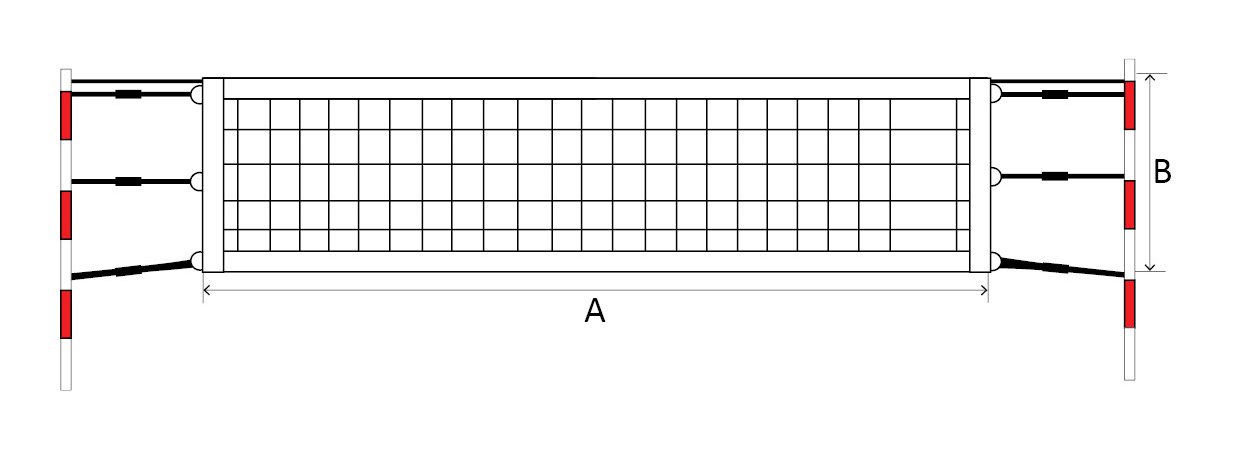 Paplūdimio teniso tinklas POKORNY Sport, matmenys 8,5x1m, 3mm