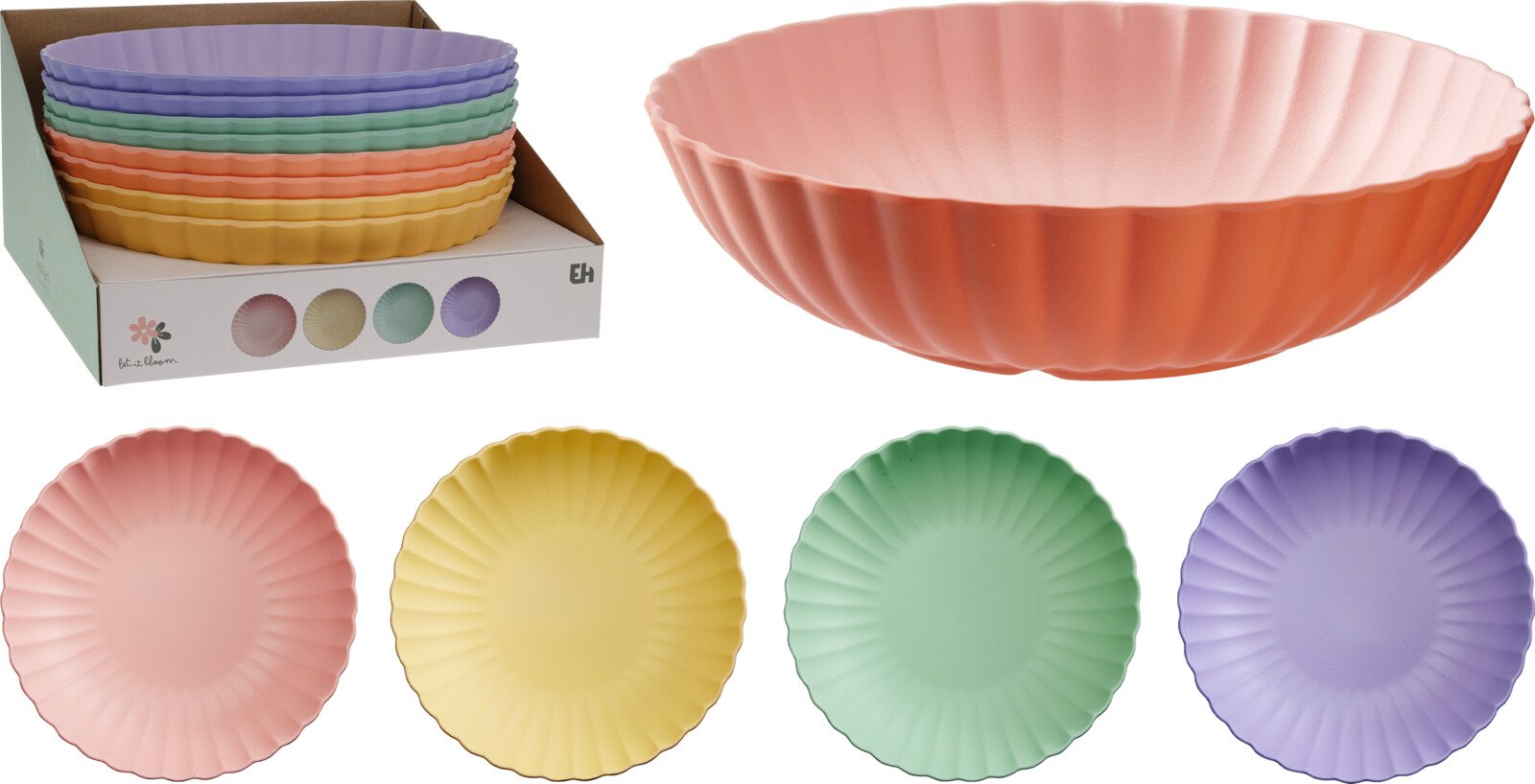 Lėkštė, melamino, 4 skirtingų sp., skersmuo 27,5 cm