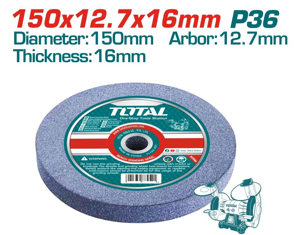 Šlifavimo diskas TOTAL, P36, 200x16x20 mm, TAC2008016