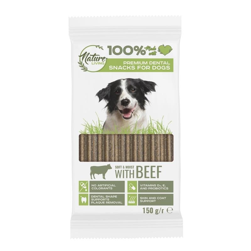 Skanėstas šunims NATURE LIVING funkcinis, su jautiena, 150 g