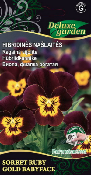 Gėlių sėklos, našlaitė hibridinė Sorbet-St Ruby gold, 20 s., H