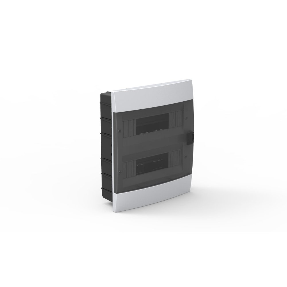 Automatinių jungiklių skydelis HOROZ, 24 modulių, IP40, su skaidriomis durelėmis, baltos sp., įleidžiamas