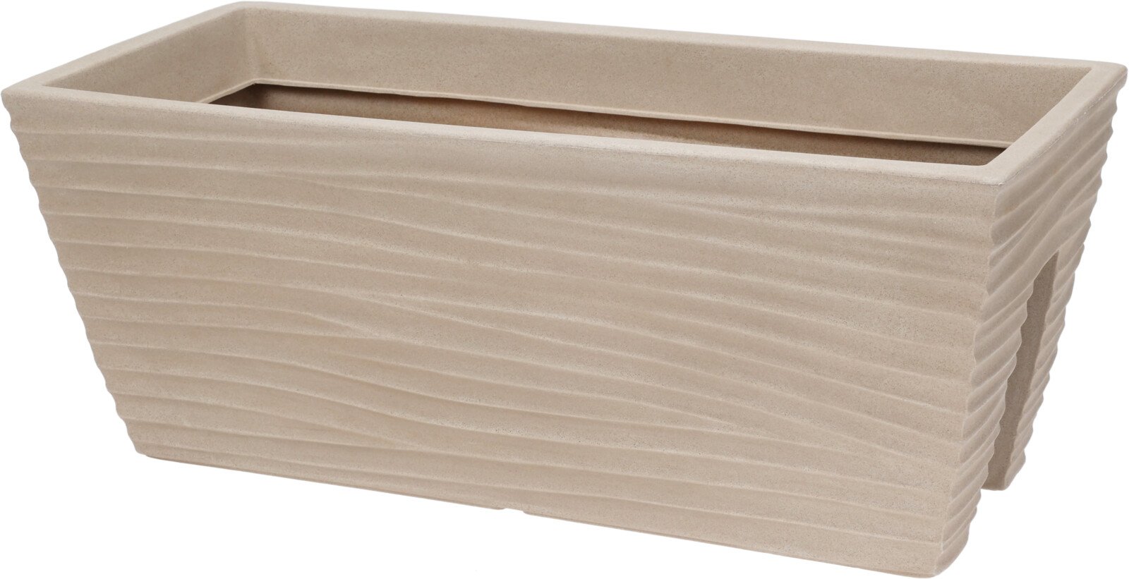 Plastikinis lauko vazonas, stačiakampio formos, smėlinės sp., 59 x 26 x 24 cm