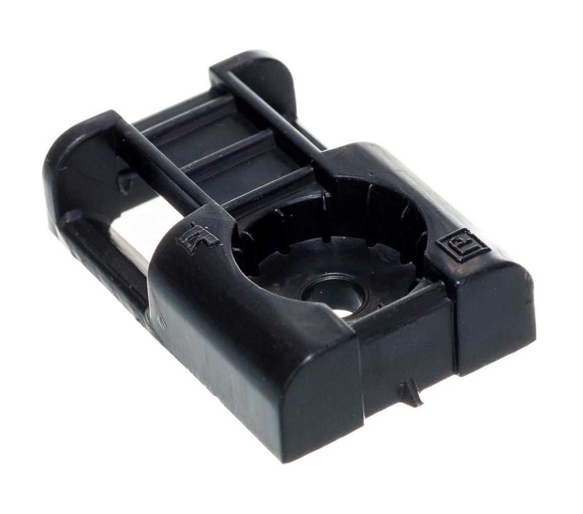 Tvirtinimo dirželio, kabelio laikiklis XIDO, sustiprintas, 29x20 mm, juodos sp., 50 vnt. tvirtinimui vinių kalimo įrankiu, TDK29X20-B