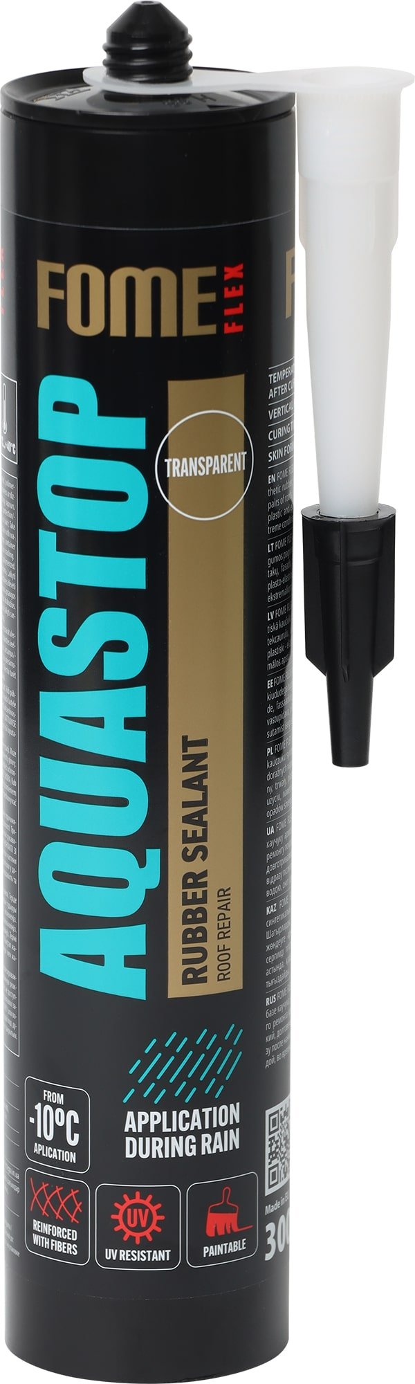 Hermetikas FOME FLEX Aquastop, 300 ml, su stiklo pluoštu, skaidrus