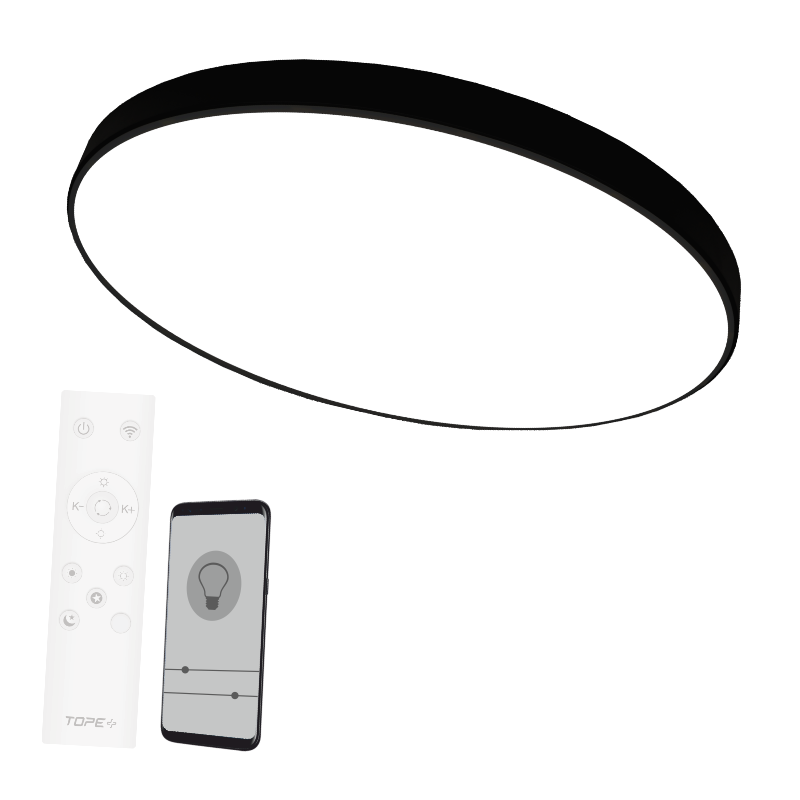 Plafoninis šviestuvas TOPE Boston, LED 2 x 60W, 3000-6500K, 230V, 10771 lm Max, 80 cm skersmuo, juodos spalvos