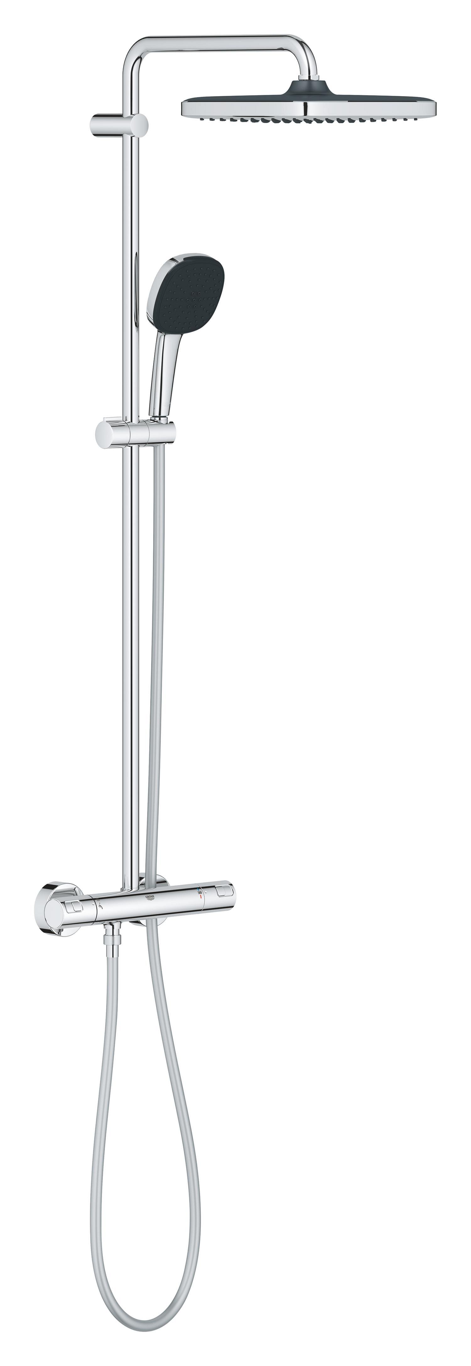 Dušo komplektas GROHE VITALIO COMFORT 250, su termostatiniu maišytuvu, 250mm lietaus galva ir 2-jų srovių 110mm dušeliu, chromas,  26696001