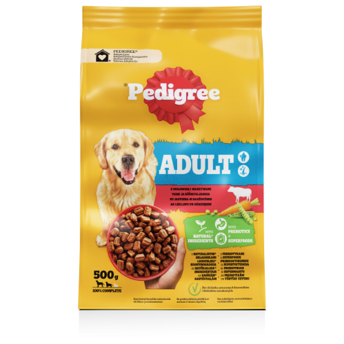 Sausas ėdalas šunims PEDIGREE Adult, su jautiena ir daržovėmis, 500 g