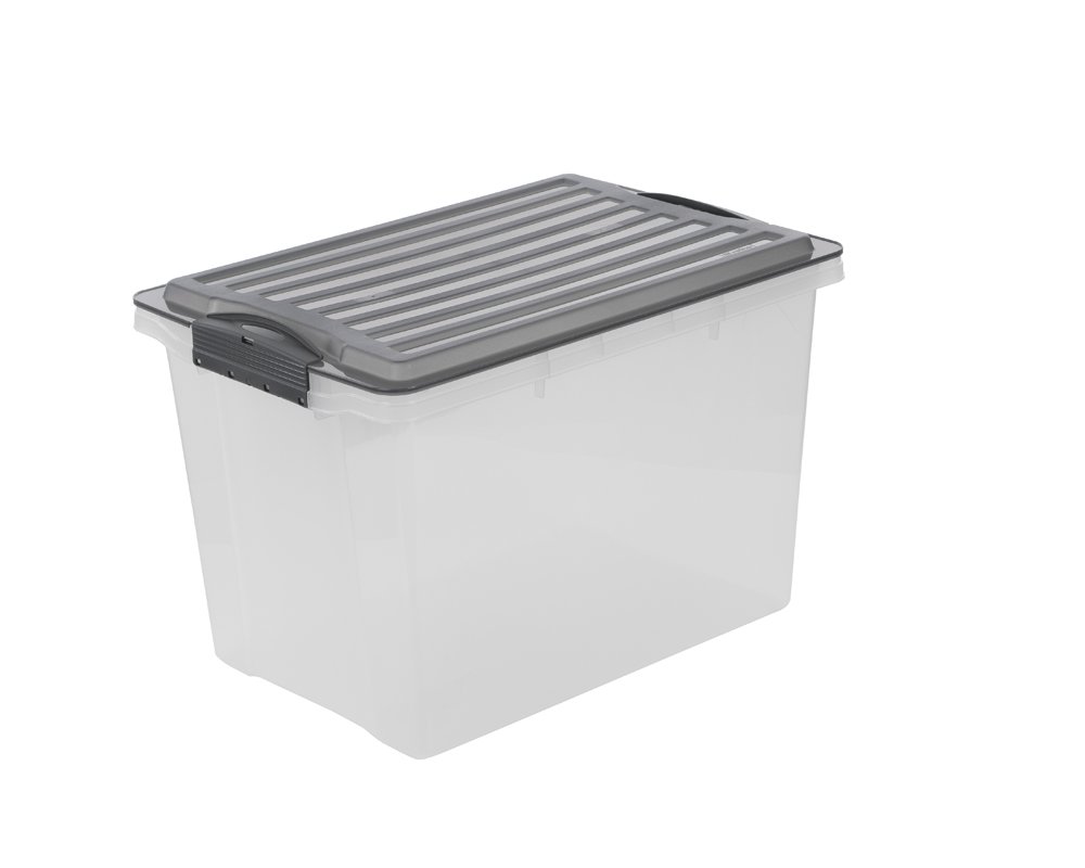 Daiktadėžė ROTHO Compact A4, skaidri, su pilku dangčiu, 19 l