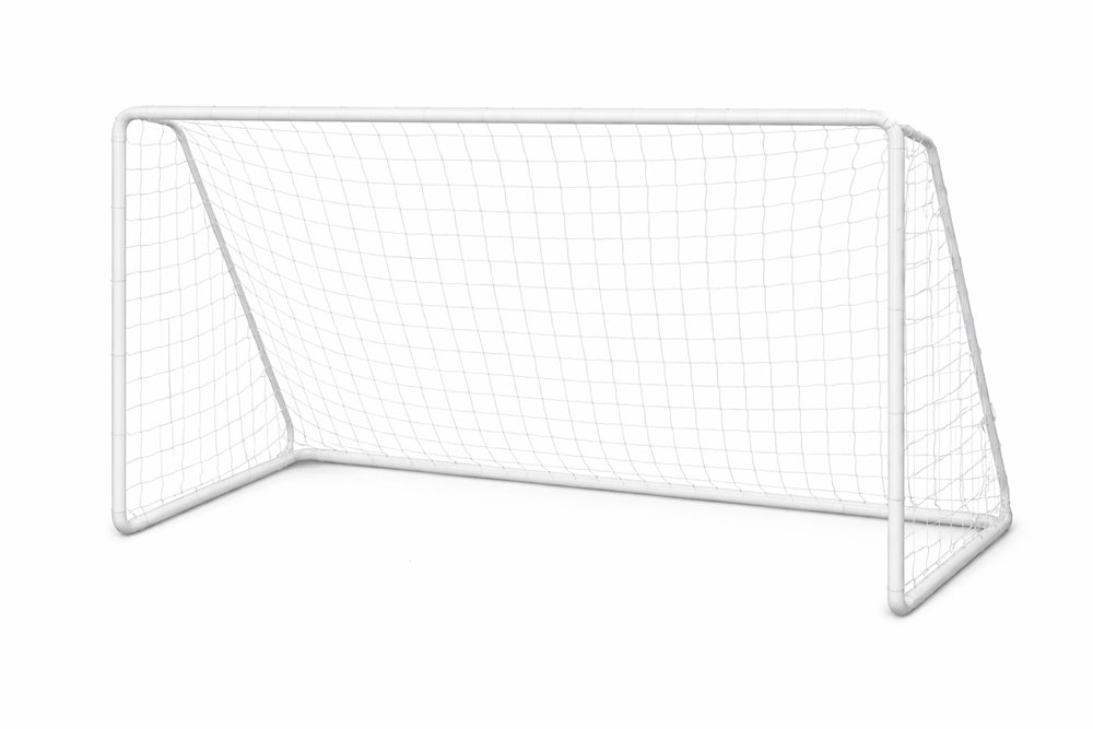 Futbolo vartai FB01, plienas, PE, baltos spalvos, 183x122x60 cm.