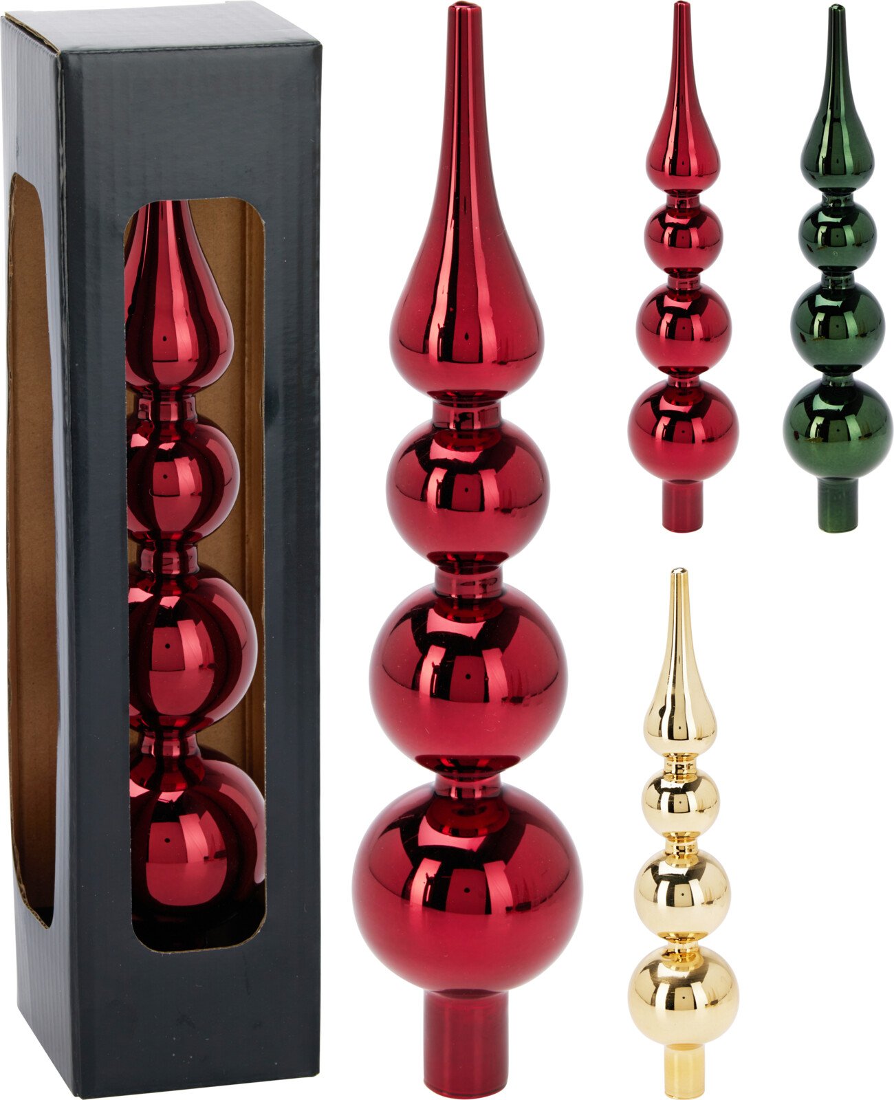 Eglutės viršūnė, stiklas, 3 skirtingos sp., ilgis 28 cm