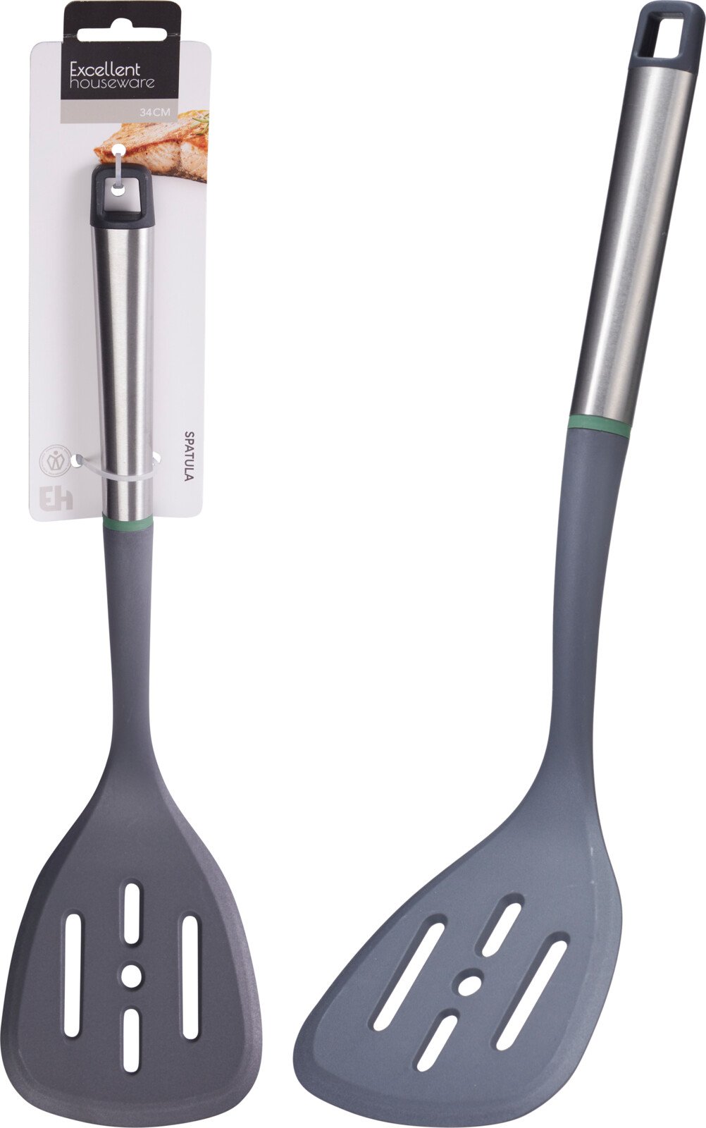 Mentelė, su nerūdijančio plieno rankena ir skylutėmis, 34 cm