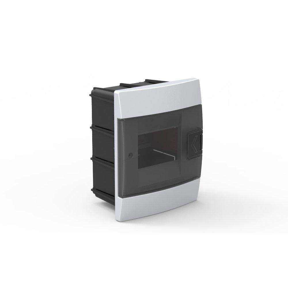 Automatinių jungiklių skydelis HOROZ, 4 modulių, IP40, su skaidriomis durelėmis, baltos sp., įleidžiamas