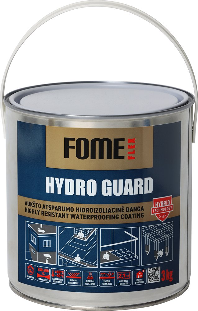 SMP hidroizoliacinė danga FOME FLEX Hydroguard Coating, pilka, 3kg