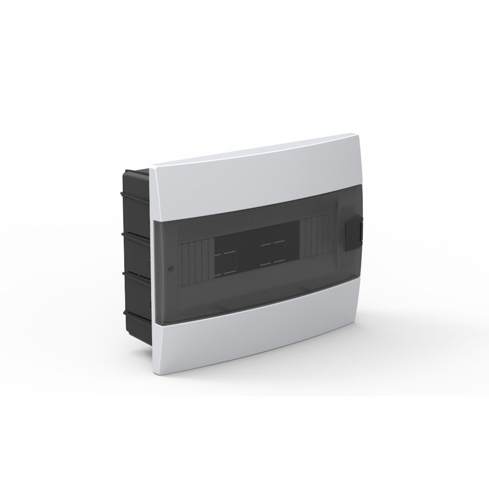 Automatinių jungiklių skydelis HOROZ, 12 modulių, IP40, su skaidriomis durelėmis, baltos sp., įleidžiamas