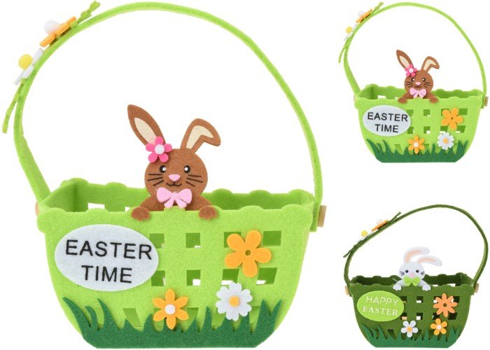 Velykinis krepšelis su triušiu, veltinio medžiaga, 15 cm