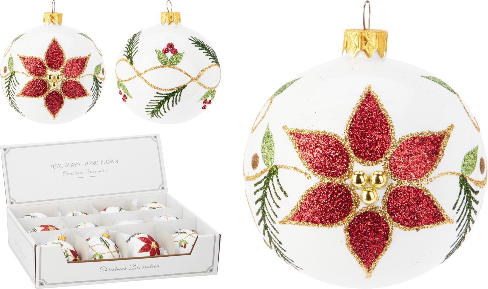 Eglutės žaisliukas, stiklas, 2 skirtingi dizainai, skersmuo 8 cm