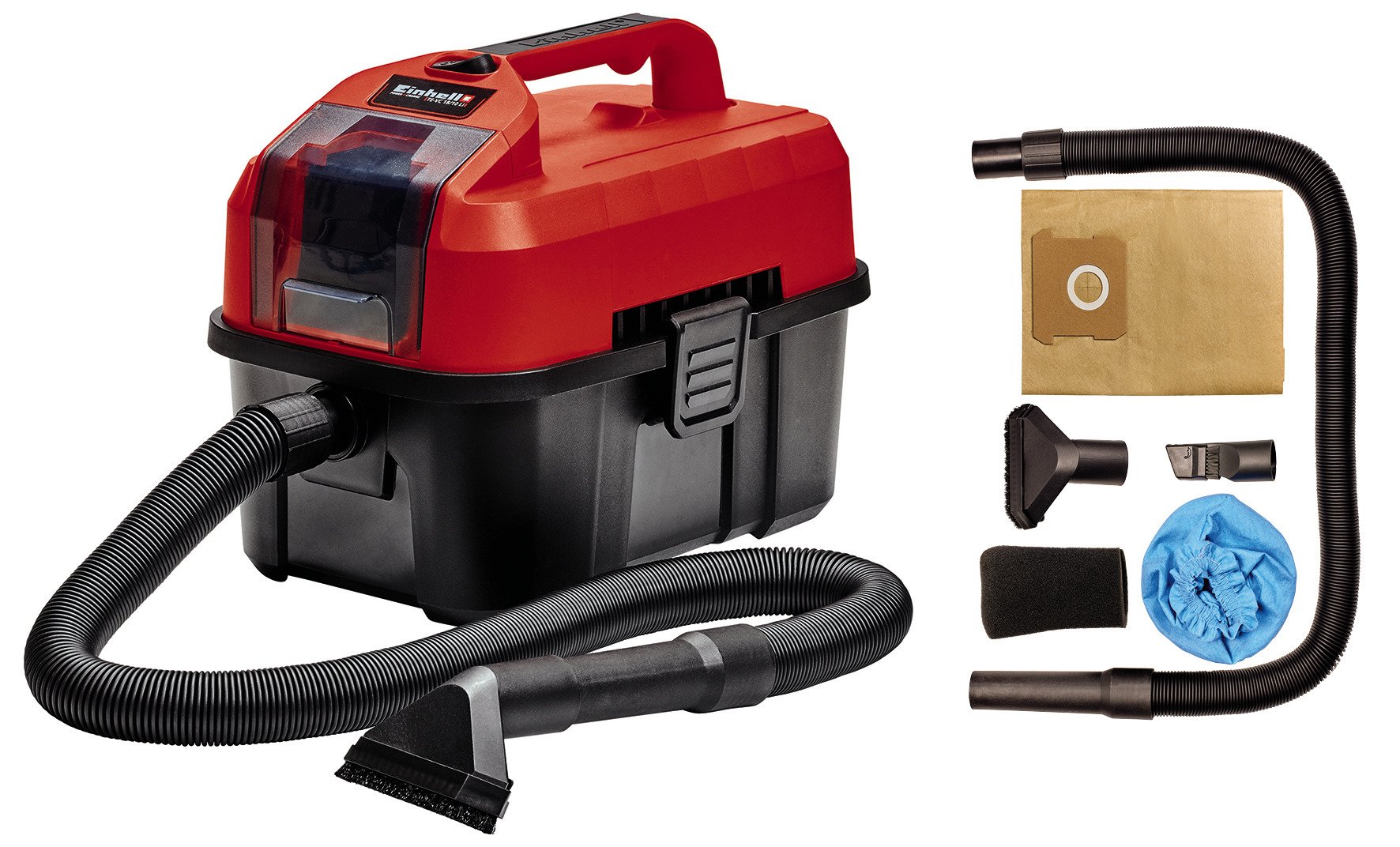 Sauso - drėgno valymo dulkių siurblys EINHELL TE-VC 18/10 Li-Solo, 18 V, be akumuliatoriaus ir kroviklio