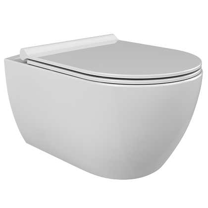 Klozetas CERASTYLE CITY, pakabinamas, berėmis, lėtai nusileidžiantis dangtis   