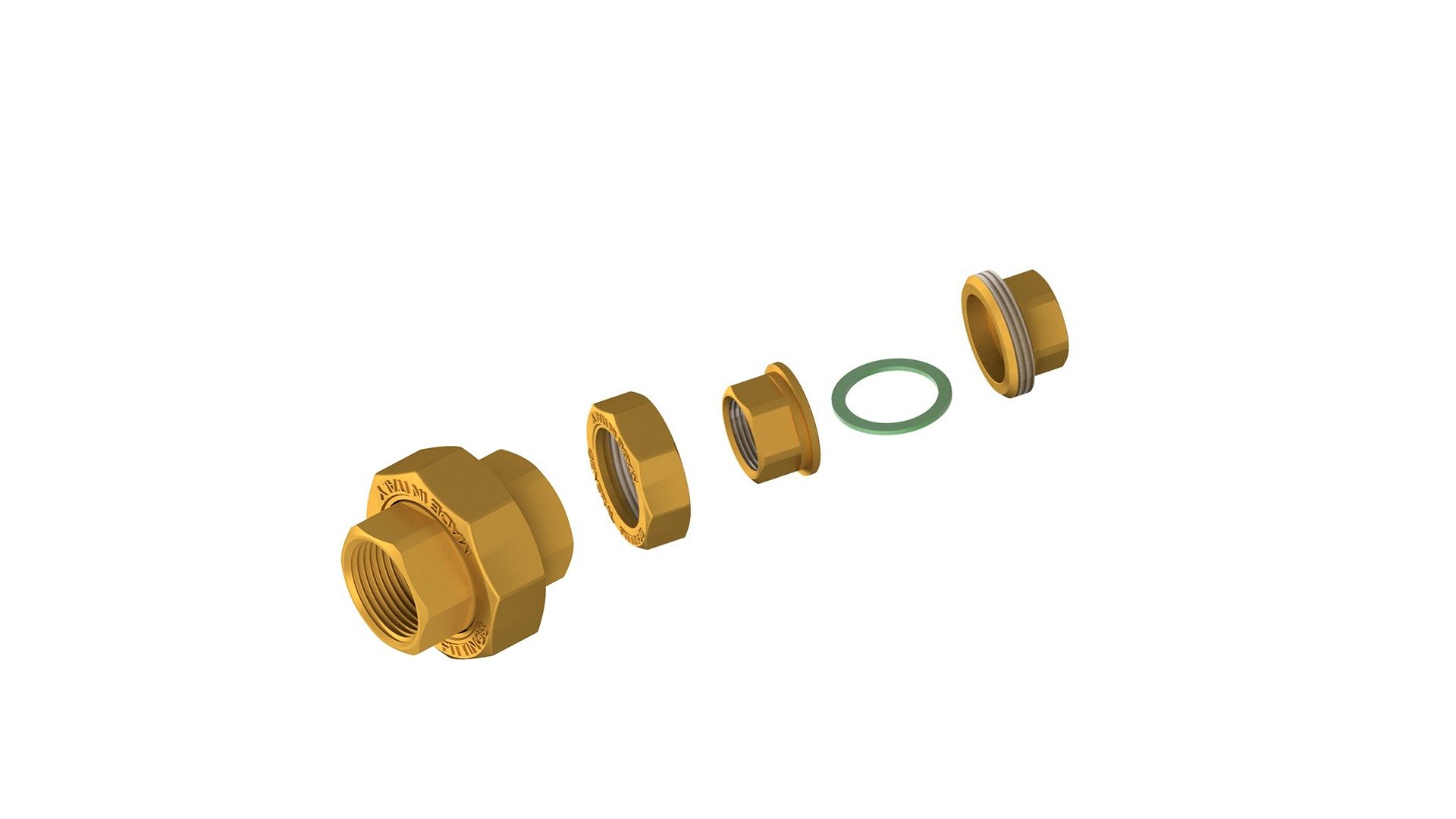 Išardomas žalvarinis sujungimas GENERAL FITTINGS, 1/2'' vidus/vidus, tiesus (su žiedu)