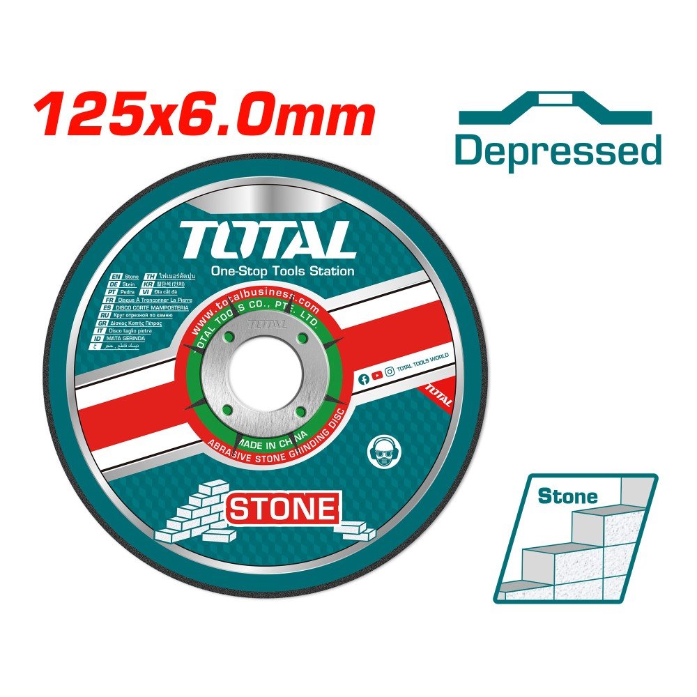 Abrazyvinis akmens šlifavimo diskas TOTAL, 125x6,0x22 mm, TAC2241256