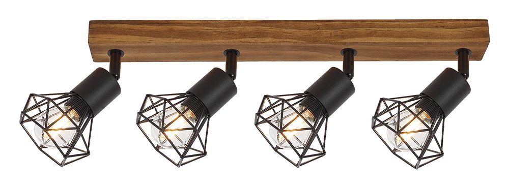 Kryptinis šviestuvas RABALUX Zeus, E14, 4 x 40W, 230V, IP20, metalas su medžiu, matinės juodos / ąžuolo sp., 665 x 150 x 150 mm, 3140