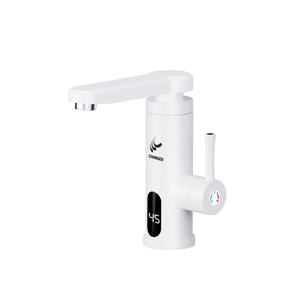 Momentinis vandens šildytuvas CHANGER WhiteWave, su 19cm čiaupu, 3 kW, balta sp., laidas 1,5m, R74-14D