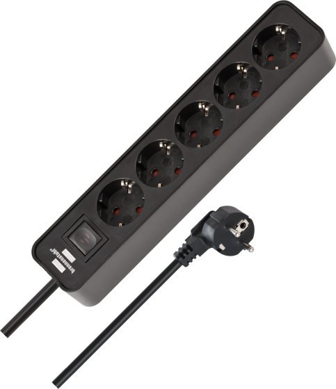 Ilgiklis BRENNENSTUHL Ecolor Extension, su jungikliu, su įž., 5 lizdai, 1,5 m, 3x1,5, juodos sp.