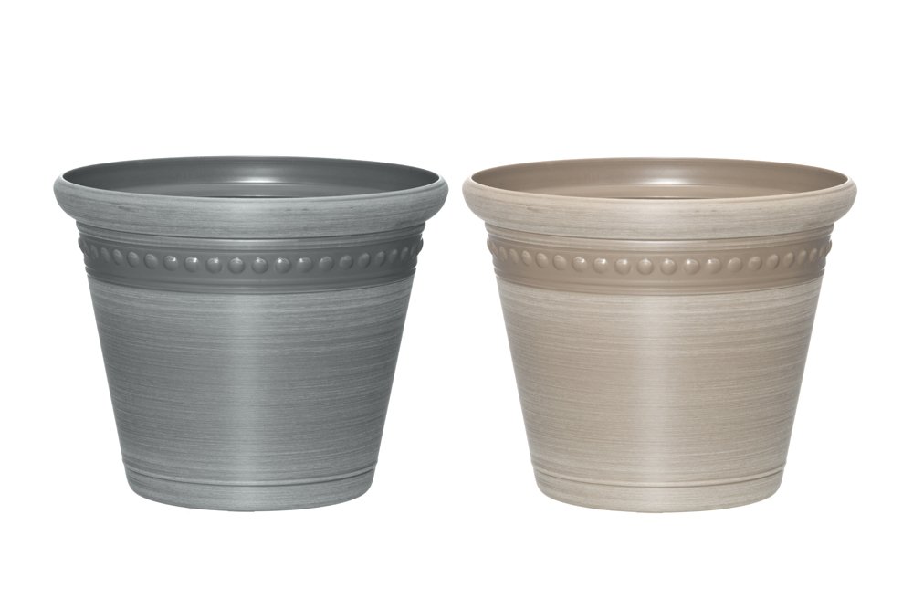 Plastikinis lauko vazonas 4Living Pearl, rudos sp., 35 x 35 x 28 cm.