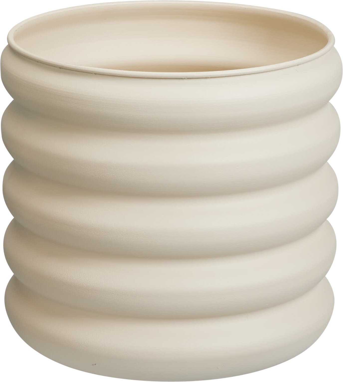 Lauko vazonas, metalinis, banguotas, kreminės sp., 30 x 30 x 28 cm.