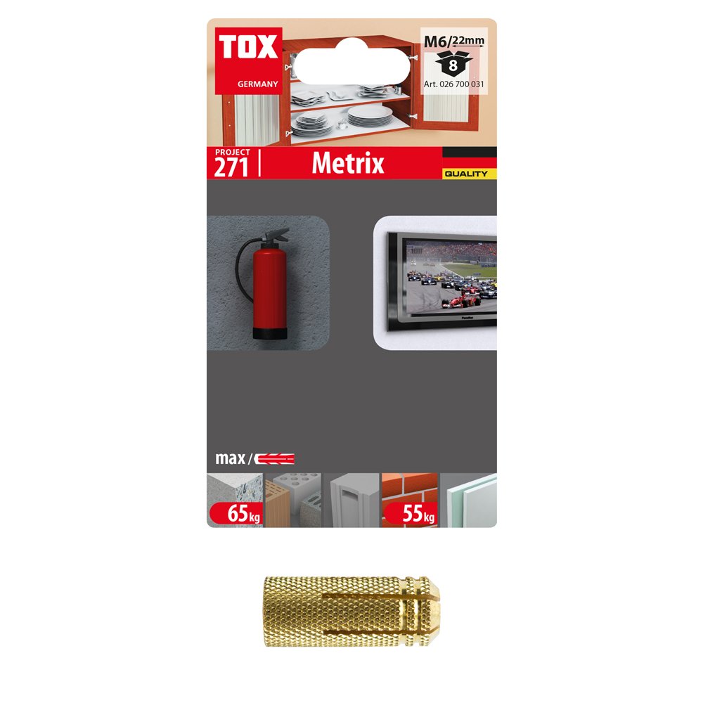 Įvorė TOX Metrix, 6/22 mm, 8 vnt.