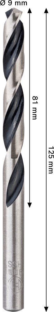 Grąžtas metalui BOSCH HSS (PointTeQ), cilindrinis kotas, 9 mm, 1 vnt.